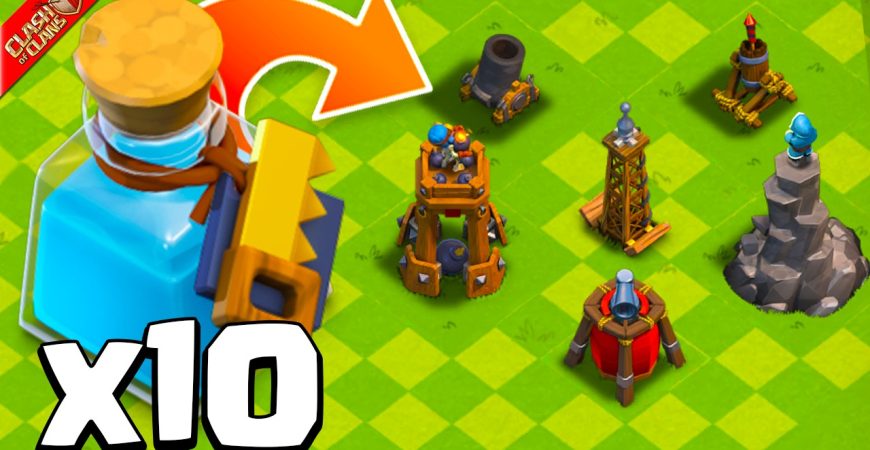 Upgrading Level 1 Defenses with 10 Builder Potions!